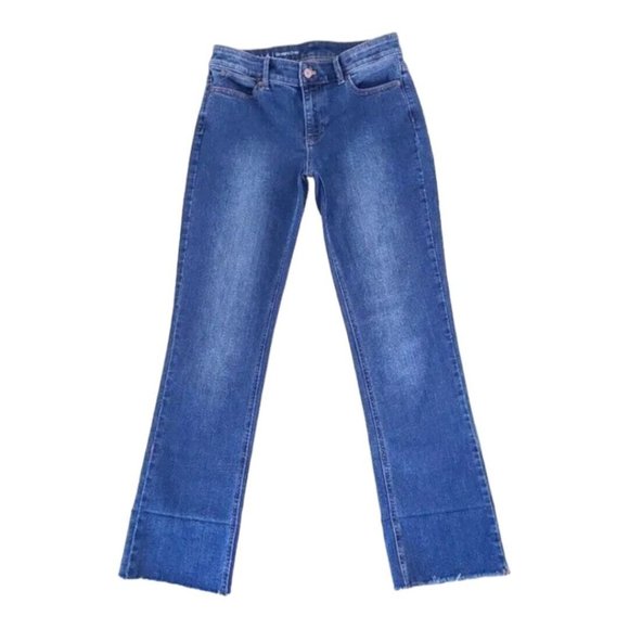 Talbots Womens Straight Leg Crop Blue Jeans Size 4 Raw Hem - Picture 2 of 8